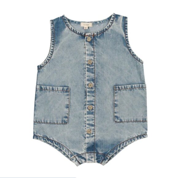 Lil Legs Boys Stone Wash Denim Boxy Romper - Picture 1 of 4